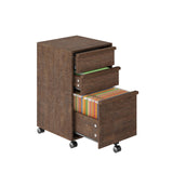 Garvee Rollbarer Aktenschrank 3 Schubladen Mobiler Holz-Aktenschrank Büro Zuhause MDF Braun - Braun
