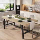 Garvee Industrieller Esstisch für 6-8 Personen, Robuster Metallrahmen, Rustikale Braune MDF-Oberfläche, Verstellbare Beine, 180 cm, rutschfest - Braun