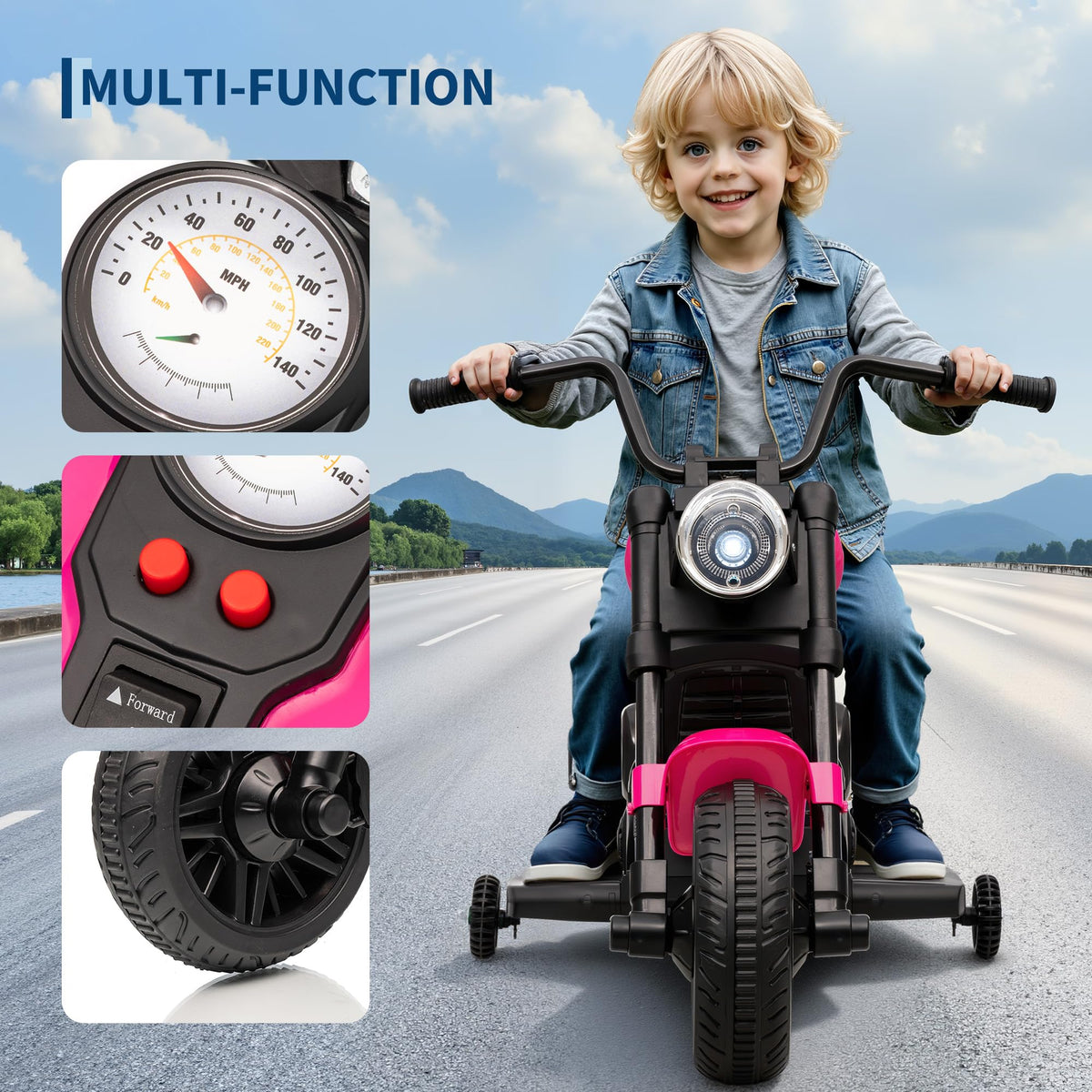 GARVEE 6-V-Kinder-Elektromotorrad in Rosa