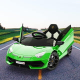 Garvee Lamborghini Kinder Elektroauto 12 V mit 2 × 25 W, Scherentüren, 2,4-GHz-Fernbedienung, LED, Musik, Federung und Sicherheitsgurt, Grün, für Kinder 3–8 Jahre - Grün