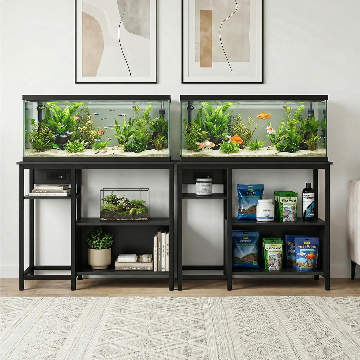 Schwarzer Aquariumständer für Wohnzimmer und Arbeitszimmer