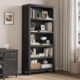 GARVEE Standregal, 5 Ebenen, 80 × 30 × 181 cm, MDF, verstellbare Ablagen, Schwarz – für Wohnzimmer & Schlafzimmer - Schwarz