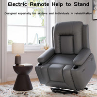 Garvee Elektrischer Aufstehsessel für Senioren mit 8-Punkt-Massage, Wärmefunktion, 3 Positionen, USB, Getränkehalter, PU-Leder, Grau