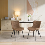 Garvee Esszimmerstühle 2er-Set, gepolsterte Lederstühle mit Rautenmuster für Küche und Esszimmer, Braun - Braun