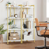 Garvee 4-Stöckiges Leiterregal Marmor-Weiß & Gold Für Bad Und Wohnraum, Stabil, Vielseitig, Modern