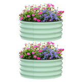 GARVEE Rundes Metall Hochbeet 2er Set, 60 x 30 cm Pflanzbeet aus Verzinktem Stahl, Rostbeständiger Garten Pflanzkasten für Blumen, Gemüse & Kräuter, Grün - Grün