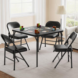 Garvee Klapptisch, 1 Tisch + 4 gepolsterte Stühle, klappbar, gepolstert, PU-Kunstleder & Metall, Schwarz