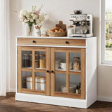 Garvee Sideboard, verstellbare Einlegeböden, Kippschutz, Ruhige Möbelfront, Weiß+Braun - Weiß+Braun