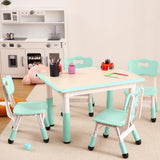Garvee Kindertisch mit 4 Stühlen, höhenverstellbares Kindertisch-Set, Tischhöhe 48–60 cm, Kinderstühle mit Rückenlehne, für Kinder von 2–10 Jahren - Mintgrün