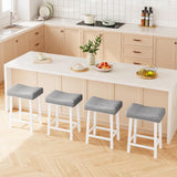 Garvee Barhocker 4er-Set, 61 cm Tresenhocker mit PU-Kunstleder-Sitz, Metallrahmen, Grau, gepolstert