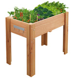 Garvee Holz-Hochbeet 86 × 46 × 76 cm mit Standbeinen, Stoffeinlage, Drainageöffnungen und 3 Werkzeughaken, für Balkon, Terrasse und Garten, Eichenfarben - Eichenfarben