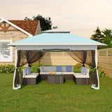 GARVEE 3x3 m Faltpavillon mit Moskitonetz, Wasserdichtes Gartenpavillon Pop-Up Zelt, UV-Schutz 50+, Höhenverstellbar, Für Garten, Terrasse, Camping und Outdoor-Events, Pastellblau - Pastellblau