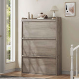 Garvee Schuhschrank Grau 81 x 26 x 117 cm, Schuhkipper mit 3 Kippfächern, verstellbaren Trennwänden, für 18–24 Paar Schuhe, Flur - Grau