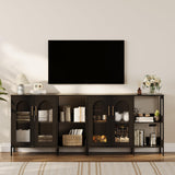 Garvee Sideboard, verstellbare Regale, 110,5 × 46 × 17,8 cm, für Wohnzimmer und Esszimmer, Schwarz - Schwarz