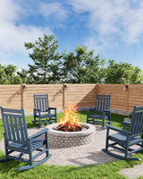 Garvee Poly Lumber Adirondack Schaukelstuhl Set 4 - HDPE, Wetterfest, Ergonomisch, Hohe Rückenlehne, Robust bis 380 lbs, Navy Blau Für Terrasse & Garten - Navy Blau