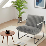 Garvee Sling Akzentstuhl Mit Modernem Metallrahmen Komfortabler Schaumstoff Bezug Leinen Für Wohnzimmer Schlafzimmer Büro 31x31x38 Zoll Beige - Dunkelgrau