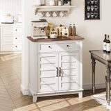 Garvee Aufbewahrungsschrank, 40 × 80 × 91 cm, mit Stauraum, mit Schubladen, mit LED, Landhausstil, Braun & Weiß - Braun & Weiß