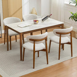 Garvee Esszimmerstühle 4er-Set, Mid-Century Polsterstühle mit ergonomischer Rückenlehne & Holzbeinen, Beige, gepolstert