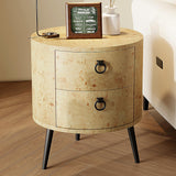 Garvee Runder Beistelltisch Mit Schubladen Holz Metallbeine Für Wohnzimmer & Schlafzimmer 18.5" Rund Naturholz - Goldene Weide