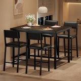 Garvee Barhocker mit Rückenlehne, mit Fußstütze, gepolstert mit PU-Kunstleder, Metallgestell, Schwarz, Industrie-Stil, pflegeleicht - Schwarz