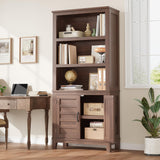 GARVEE Bücherregal mit Türen, 5 Ebenen, MDF, Landhausstil, Braun – für Wohnzimmer & Schlafzimmer