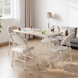 Garvee Klappbarer Kartentisch & Stuhl Set 5-Teilig Mit Rutschfestem PU-Material Und Metallrahmen Für Camping Und Büro In Grau - Beige