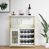 Garvee Weinschrank mit verstellbaren Weinregalen, Weinglashalter & Mesh-Tür, 69 × 35 × 92 cm, Gold - Gold