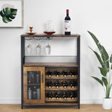 Garvee Weinschrank Barschrank mit verstellbarem Weinregal, Weinglashalter & Mesh-Tür, 69 × 35 × 92 cm, Braun - Braun