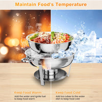 Garvee Chafing Dish 6er-Set mit je 4,7 L, runder Buffet-Speisenwärmer aus Edelstahl mit Deckel und herausnehmbaren Behältern für Catering, Hotel, Restaurant, Hochzeit, Bankett und Veranstaltungen
