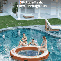 GARVEE Aufblasbare Badeinsel 2,4 m, Runde Schwimminsel mit 1,8 m Hängematte, Strapazierfähiges PVC, Für Pool, Strand & Meer, Orange