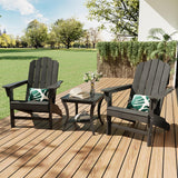 Garvee Adirondack-Gartenstuhl im 2er-Set 75, 2 Stühle, HDPE mit Holzstruktur, Schwarz - Black