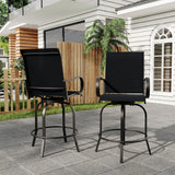Garvee Garten-Barhocker im 2er-Set, 2 Barhocker, Drehfunktion um 360°, Schwarz - Schwarz