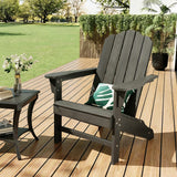 Garvee Adirondack-Gartenstuhl 75, 1 Stuhl, HDPE mit Holzstruktur, Schwarz - Black