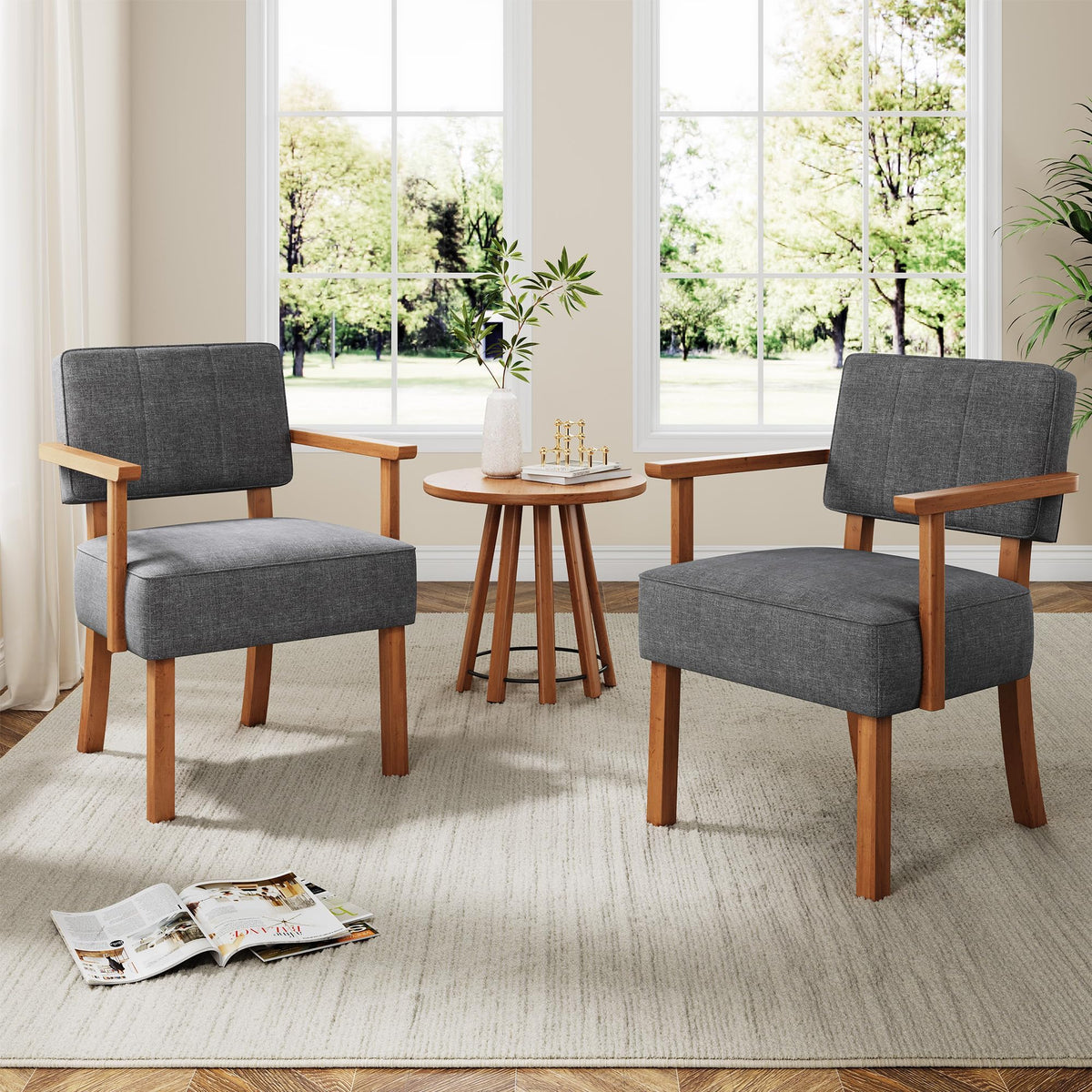 GARVEE Lounge Sessel aus grauem Leinenstoff