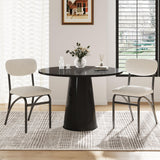 Garvee Esszimmerstühle 2er-Set, mit Rückenlehne, gepolstert, rostbeständig, Bouclé & Stoff, Modern, Beige - Beige