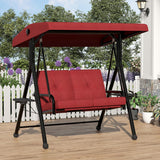 GARVEE 2-in-1 Hollywoodschaukel 2-Sitzer mit Verstellbarem Sonnendach, Gartenschaukel für Terrasse & Garten, Schaukelbank mit Stahlrahmen, Rot - Rot