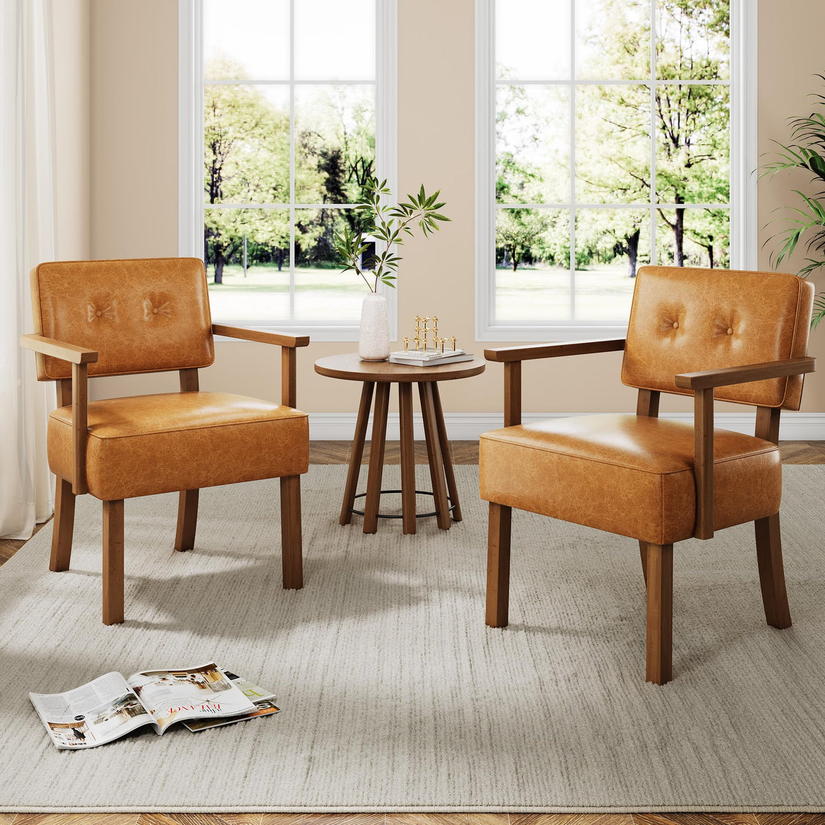 Garvee Lounge Sessel aus braunem PU-Kunstleder