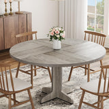 Garvee Runder Esstisch 119,4 cm MDF Holz Verstellbare Füße Graue Oberfläche für Esszimmer Wohnzimmer, rutschfest, für 4–6 Personen - Grau