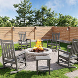 Garvee Poly Lumber Adirondack Rocking Chair Set Mit 2 Tischen Für Garten & Terrasse, Hoher Rücken, Ergonomisch, Wetterfest, HDPE, 380 lb Tragkraft - Grau