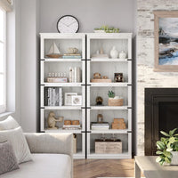 GARVEE Standregal, 5 Ebenen, 62 × 32 × 171 cm, MDF, Landhausstil, Weiß – für Wohnzimmer & Büro