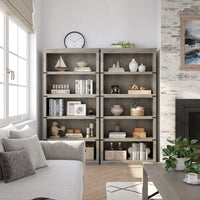 GARVEE Standregal, 5 Ebenen, 80 × 32 × 171 cm, MDF & Metall, Landhausstil, Grau – für Wohnzimmer & Schlafzimmer