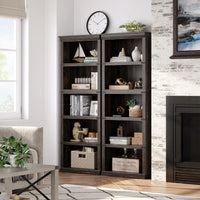 GARVEE Standregal, 5 Ebenen, 62 × 32 × 171 cm, MDF, Landhausstil, Dunkle Eiche – für Wohnzimmer & Büro