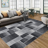 Garvee Moderner Kurzflor Teppich Mit Konturenschnitt Und Geometrischem Muster Für Wohnzimmer Und Schlafzimmer, 120x170 cm, Schwarz