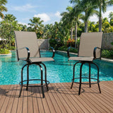 Garvee Garten-Barset mit Drehhockern, 2 Barhocker + 1 Tisch, Drehfunktion um 360°, Braun - Braun