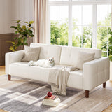 Garvee Sofa 3-Sitzer aus Kunstleder in Beige, 211 cm, mit Federkern, für Wohnzimmer und Schlafzimmer - Beige