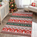 Garvee Maschinenwaschbarer Weihnachtsteppich Schneemann Rutschfest Wohnzimmer 120x170cm Mehrfarbig