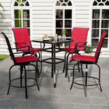 Garvee 2er Set Garten-Barhocker Mit Bartisch 360° Drehbar Wetterfest Für Terrasse Balkon 64x64x123cm Schwarz