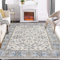 Garvee Teppich 80 × 150 cm waschbar, weicher Vintage-Wohnzimmerteppich mit Boho-Muster, rutschfester Kurzflor-Teppich für Wohnzimmer & Schlafzimmer, Beige