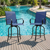 Garvee Garten-Barset mit Drehhockern, 2 Barhocker + 1 Tisch, Drehfunktion um 360°, Blau - Blau