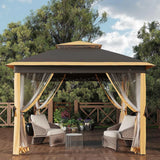 Garvee Pop Up Pavillon 335×335 cm, Mit Moskitonetz, Wasserdicht, UV-Schutz, Höhenverstellbar, Khaki - Khaki
